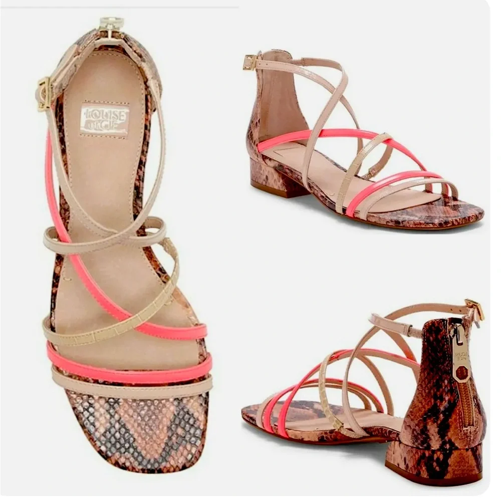Louise et Cie NWOT Lo-eleri neon pink snakeskin sandals